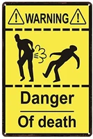 warning danger of deathtin sign wall retro metal bar pub poster metal 11 87 9in