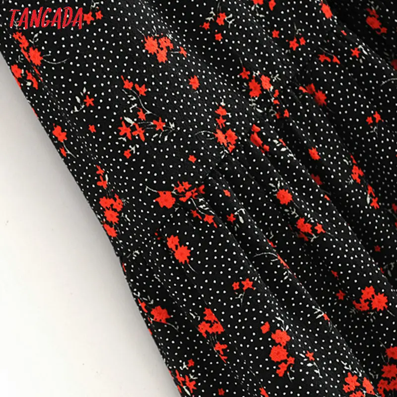 Tangada женское винтажное длинное платье с цветочным рисунком, плиссированное платье с длинным рукавом и круглым вырезом, модное дамское Новогоднее праздничное платье 3H165