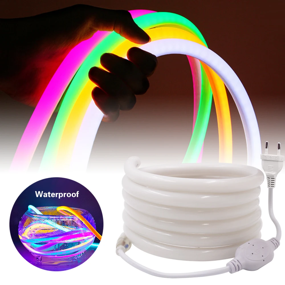 

360 Round Neon Led Light Strip 220V 120LED 2835 Tube Flexible Rope Lights Waterproof Holiday Home Decoration 1m 10m 20m 50m 100m