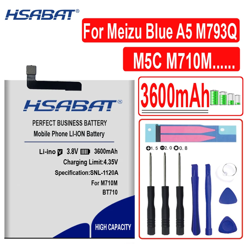 HSABAT 4950 мА/ч, BT710 Батарея для Meizu blue A5 M793Q M710M M5c 4950 мА/ч, BA621 для Meizu Meilan Note5 M5 Note 5