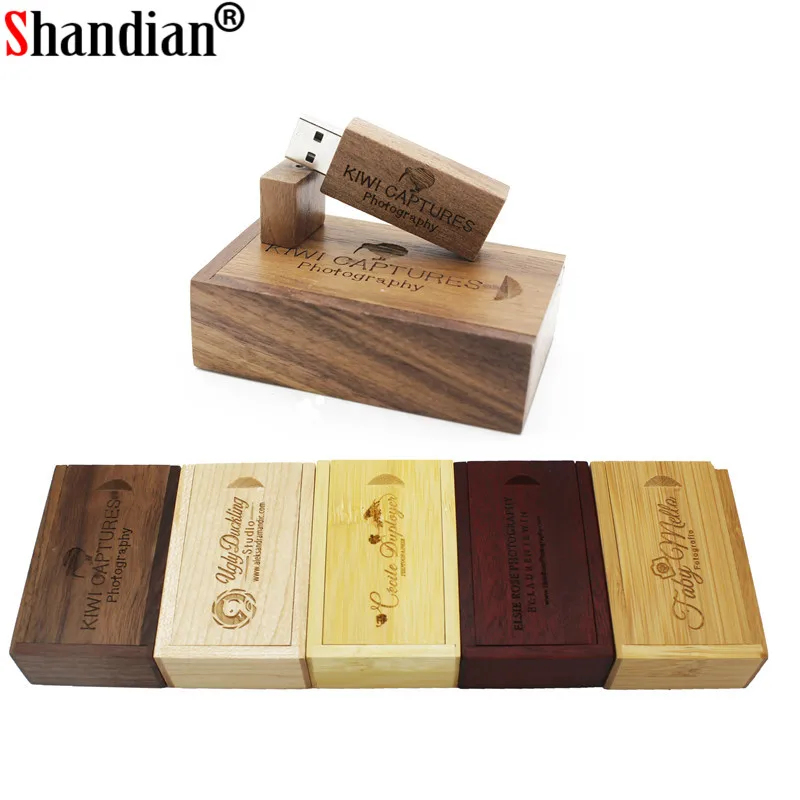 SHANDIAN деревянный usb + коробка флэш накопитель карта памяти Флеш pendrive 4 ГБ 16 32 64 Гб U
