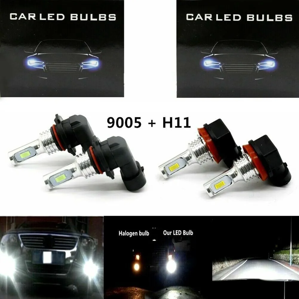 

LED Bulbs 4pcs 9005 + H11 Combo CSP Headlight High Low Beam High Quality