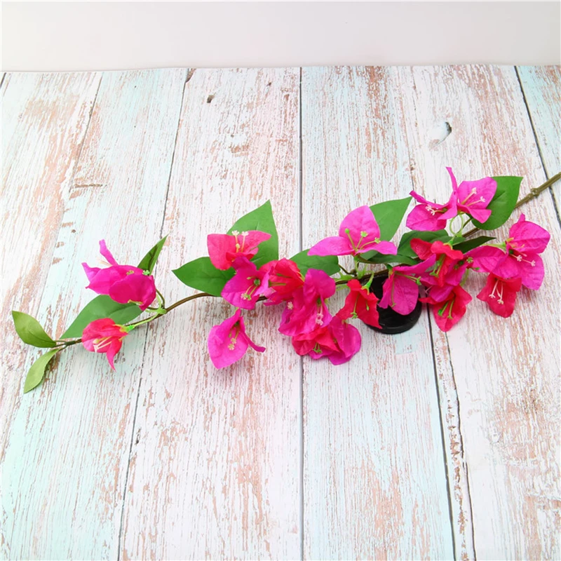 rose purple Декоративные Шелковые искусственные цветы бугенвилля искусственный цветок ветка для свадьбы домашняя декоративная Арка Декор отеля 80 см Флорес - Цвет: rose purple