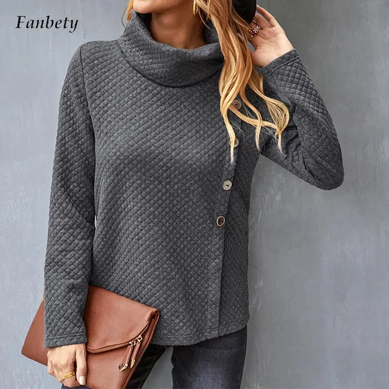 

Свитшот женский с длинным рукавом, Повседневная модная рубашка на пуговицах, теплая водолазка в стиле пэчворк, Свободный пуловер, Осень-зим...