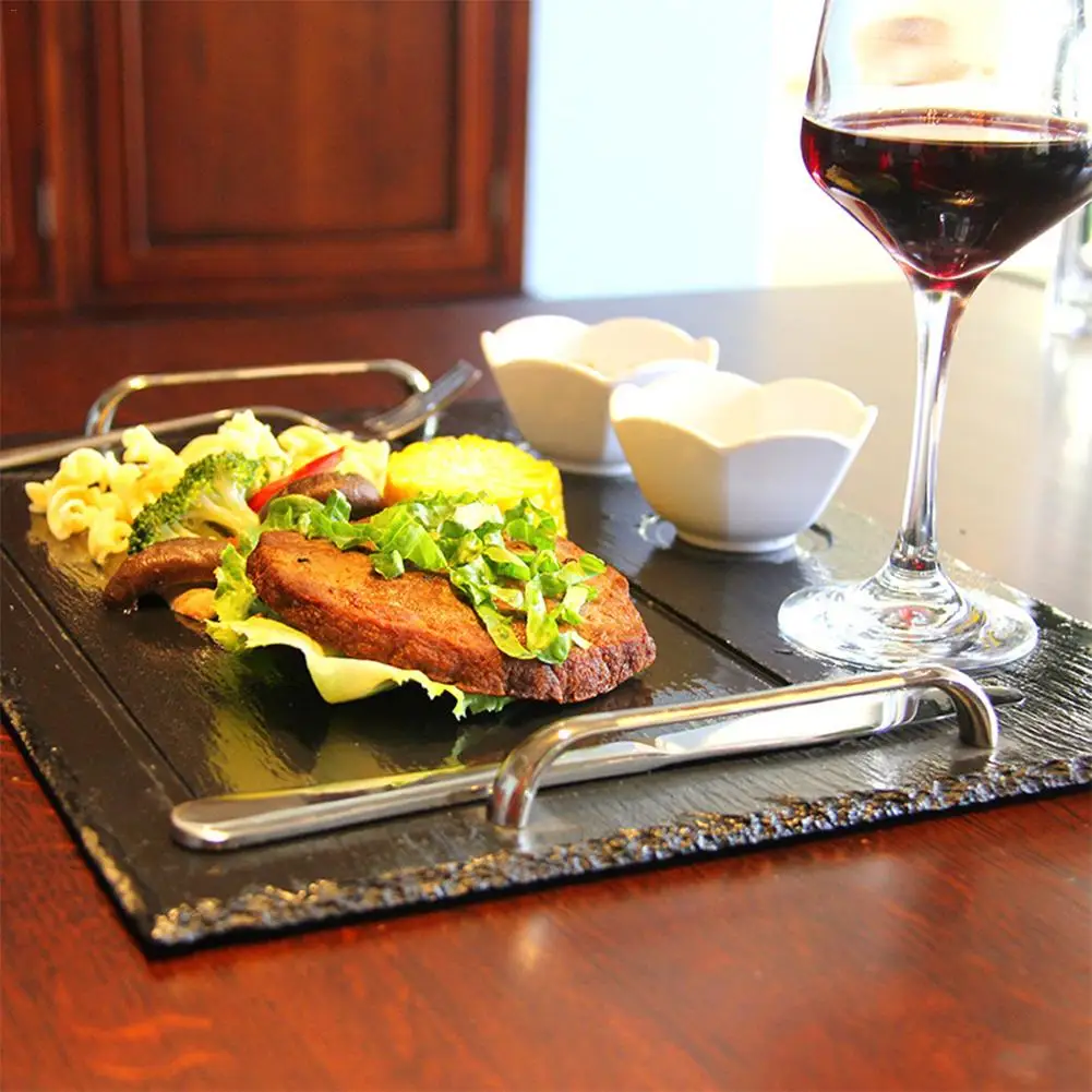 Кухонный поднос для стейка натуральная пластина сланца сырная доска гурманов