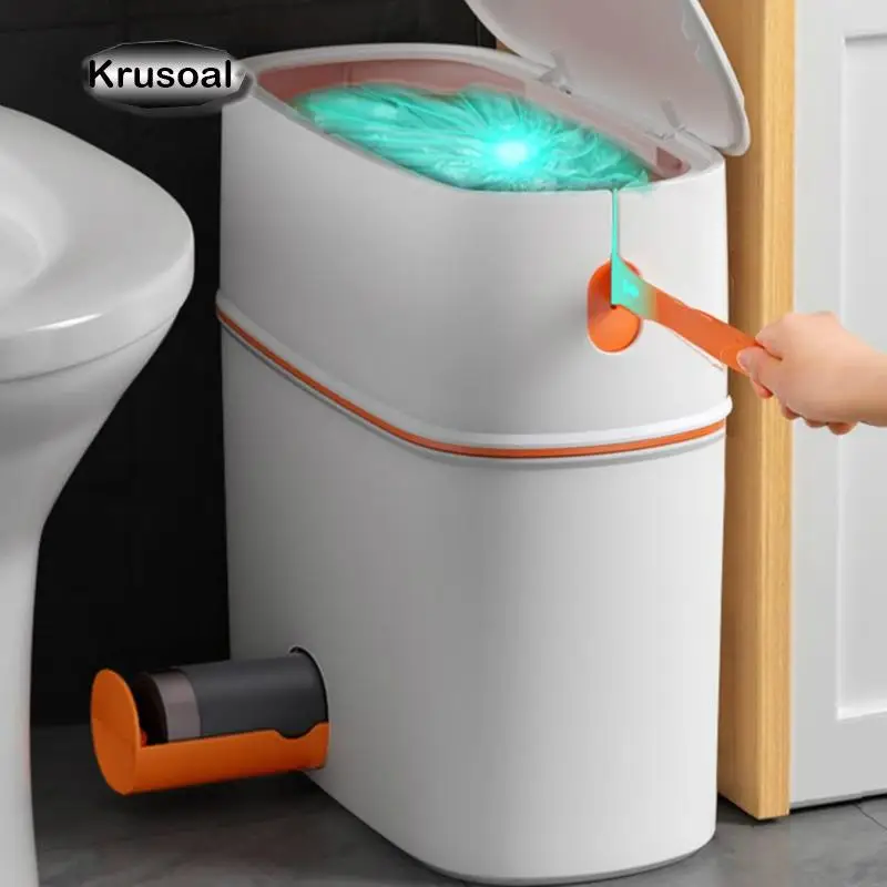 

Bathroom Trash Can Automatic Recycling Trash Bag Waste Bin Dustbin Kitchen Garbage Bucket Trash Bin Household Cleaning Tools