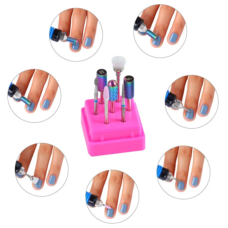 7 Pcs Nail Drill Bits Set Carbide Ceramic Milling Cutter Gel Polish Remover Electric Pedicure Drill Nail Files Nail Art Tool