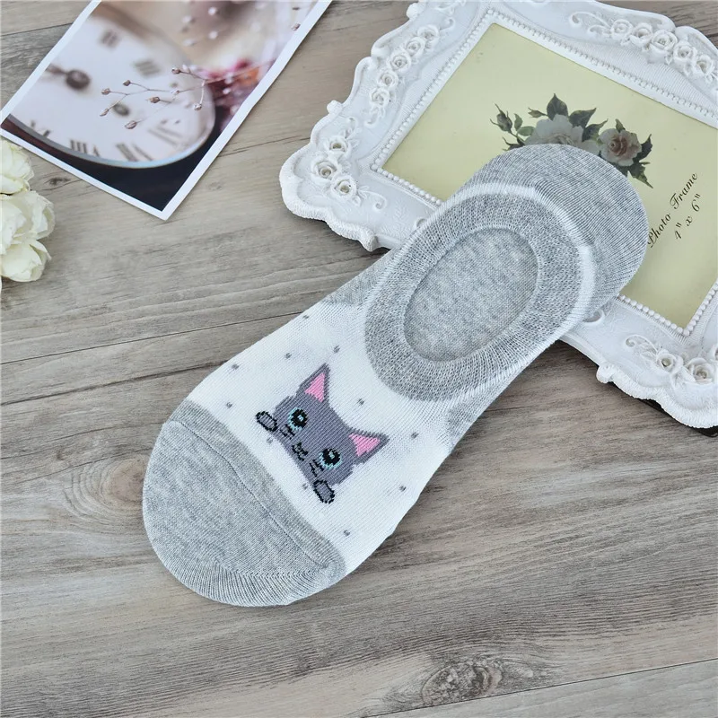 

5 Pairs Spring Autumn Cotton Women Invisible Socks Cartoon Cute Boat Socks Breathable Sweat Absorbent Antiskid Socks