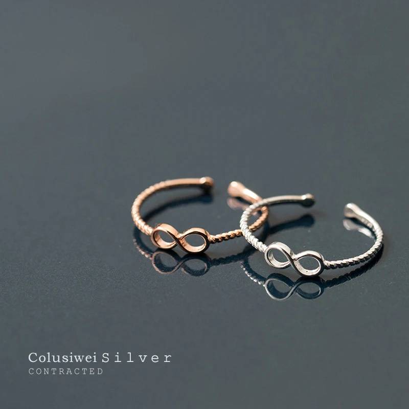 COLUSIWEI Романтический 925 стерлингового серебра Mobius Бесконечная любовь кольцо для