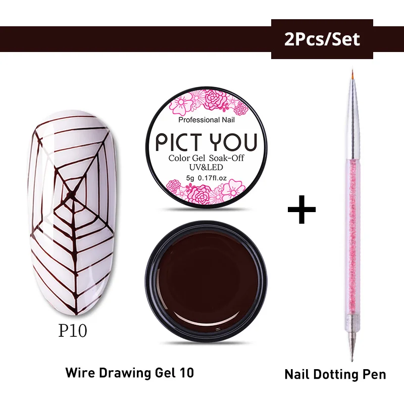 Set 31 PICT YOU 5 г паучий Гель-лак для рисования проволокой черный, белый, золотой, серебряный лак для дизайна ногтей с пауком долговечный УФ-гель - Цвет: Set 31