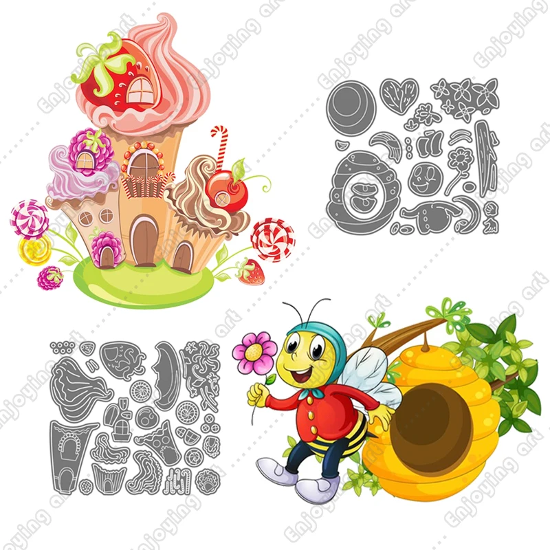 

Ice Cream House Honey Comb Hot New Metal Cutting Dies Stencil for Scrapbooking Crafts DIY Christmas Card Birthday Card Cut Mould
