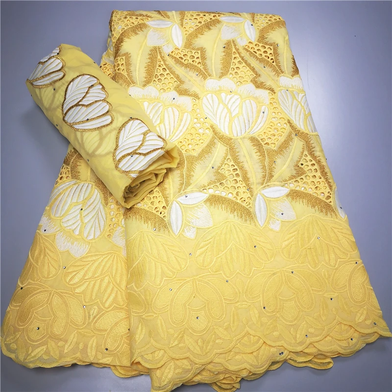 

Scarf African Cotton Lace Fabric 5+2Yards High Quality Nigerian Lace Swiss Voile Lace In Switzerland For Women Party Dress