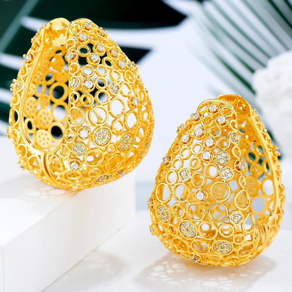 Женские серьги-кольца GODKI элегантные серьги с полым/широким фианитом | Украшения