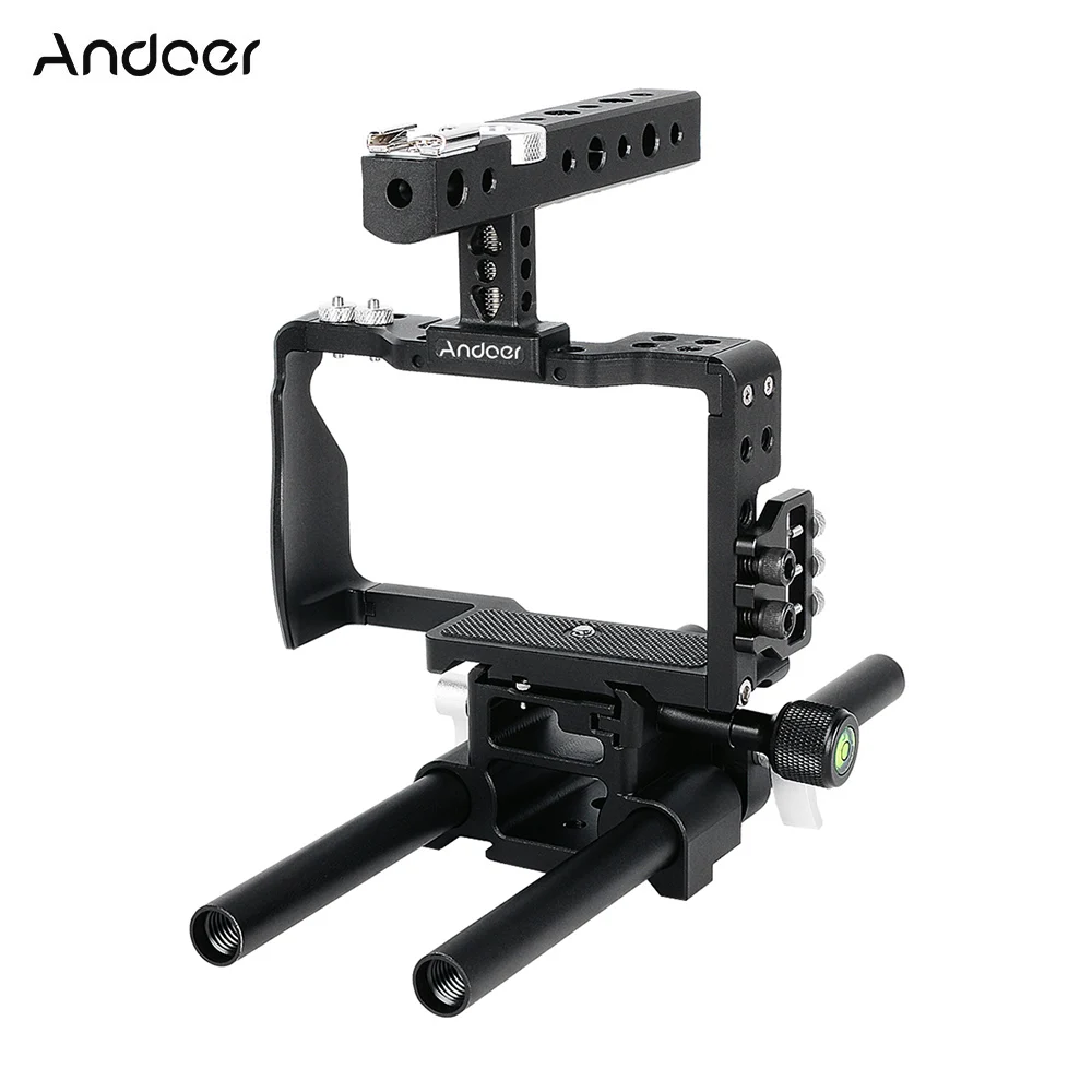 

Набор для видеокамеры Andoer, профессиональная клетка с 15 мм стержнем для Sony A6000 A6300 A6500 ILDC, беззеркальная видеокамера