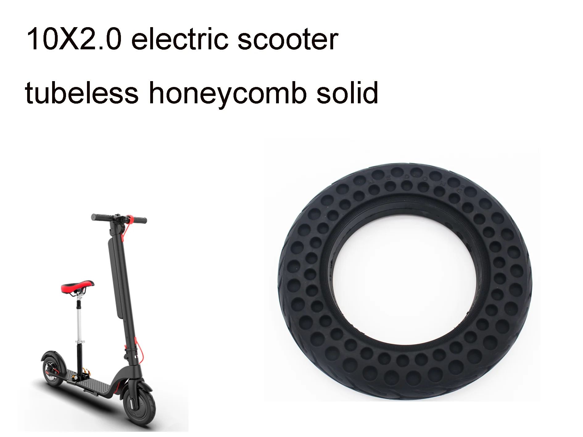 

10x2.0 inch Electric Scooter Tire Honeycomb Tire Free Inflatable Solid Tire Tubeless Tire For 10 inch Electric Scooter