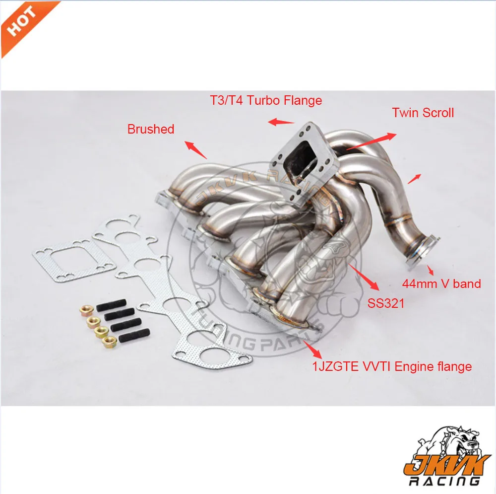 Паровая труба 3 мм JKVK RACING T3 двойной турбоколлектор с прокруткой для 1JZGTE 1JZ