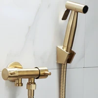hand held bidet sprayer douche toilet kit brush gold shattaf 304 sus copper valve set faucet set