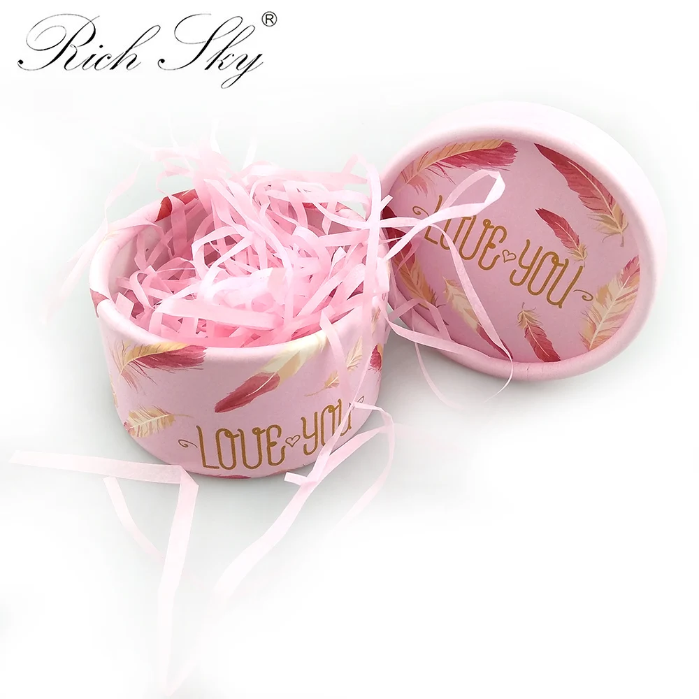 Большой красивый розовый круглый ящик Rich sky для норковых ресниц 5