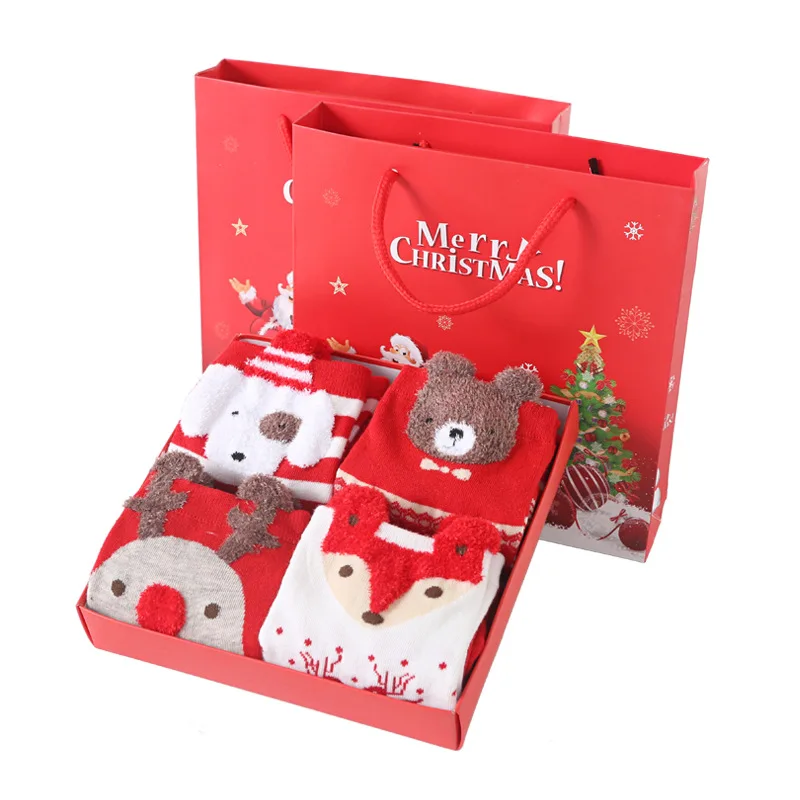 Christmas Stockings Boxed Cartoon Stockings Gift Box Crew Women's Cotton Stockings Women's Christmas Sock Women