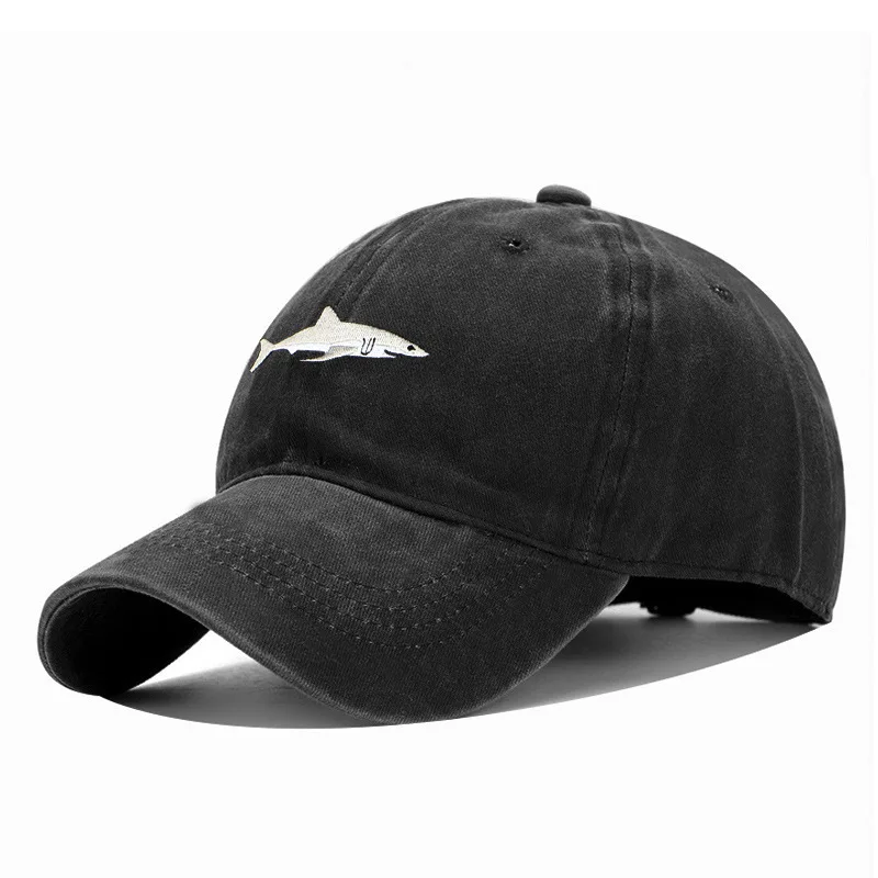 

Popular Cartoon Washed Embroidered Shark Baseball Cap Hat