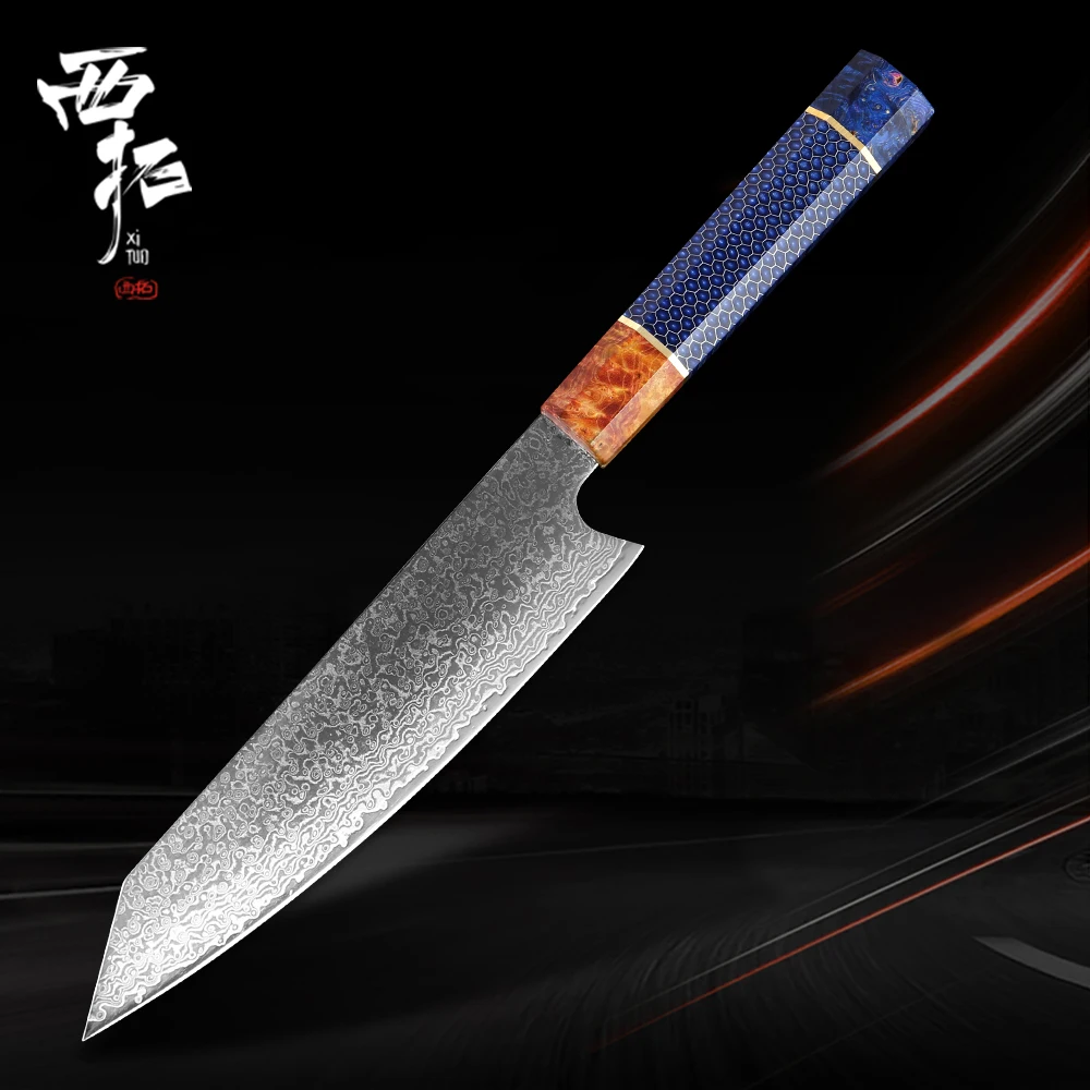 

XITUO Damascus Steel Chef Knife Gyuto Sharp Japanese Cleaver Sushi Steak Knife Fashion Highgrade Kitchen Knife Cured Wood Handle