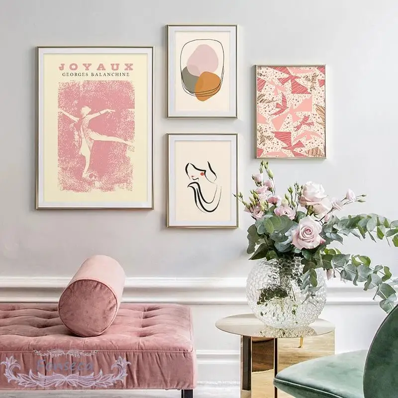 Абстрактная девушка рисование листьев птиц холст живопись Модульная картина