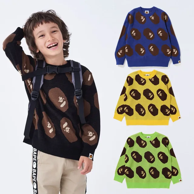 

Fashion autumn and winter clothes for boys and girls BAPE street style knitted sweater