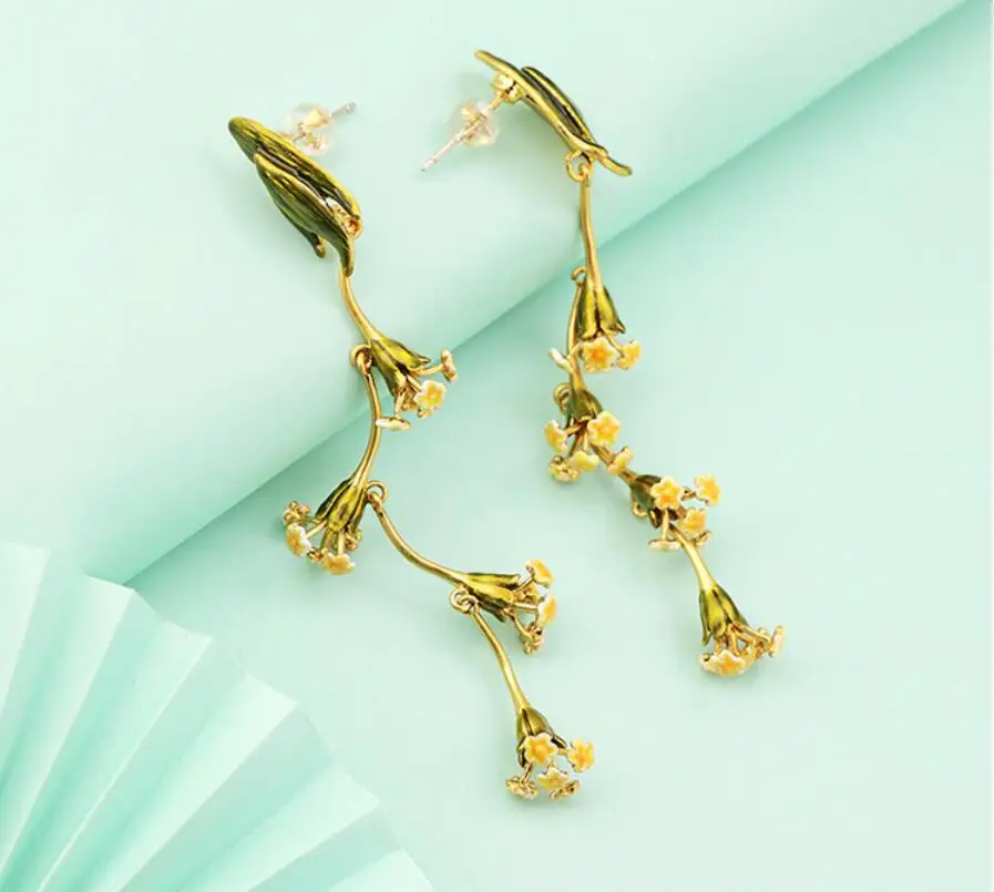 Новинка 2020 эмалированные Серьги CSxjd в виде цветка из ротанга Гипсофилы розового и