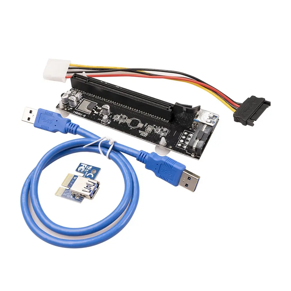 USB 3 0 Mini PCI E PCIe Express 1x до 16x расширитель Райзер SATA адаптер карта 6 контактный кабель