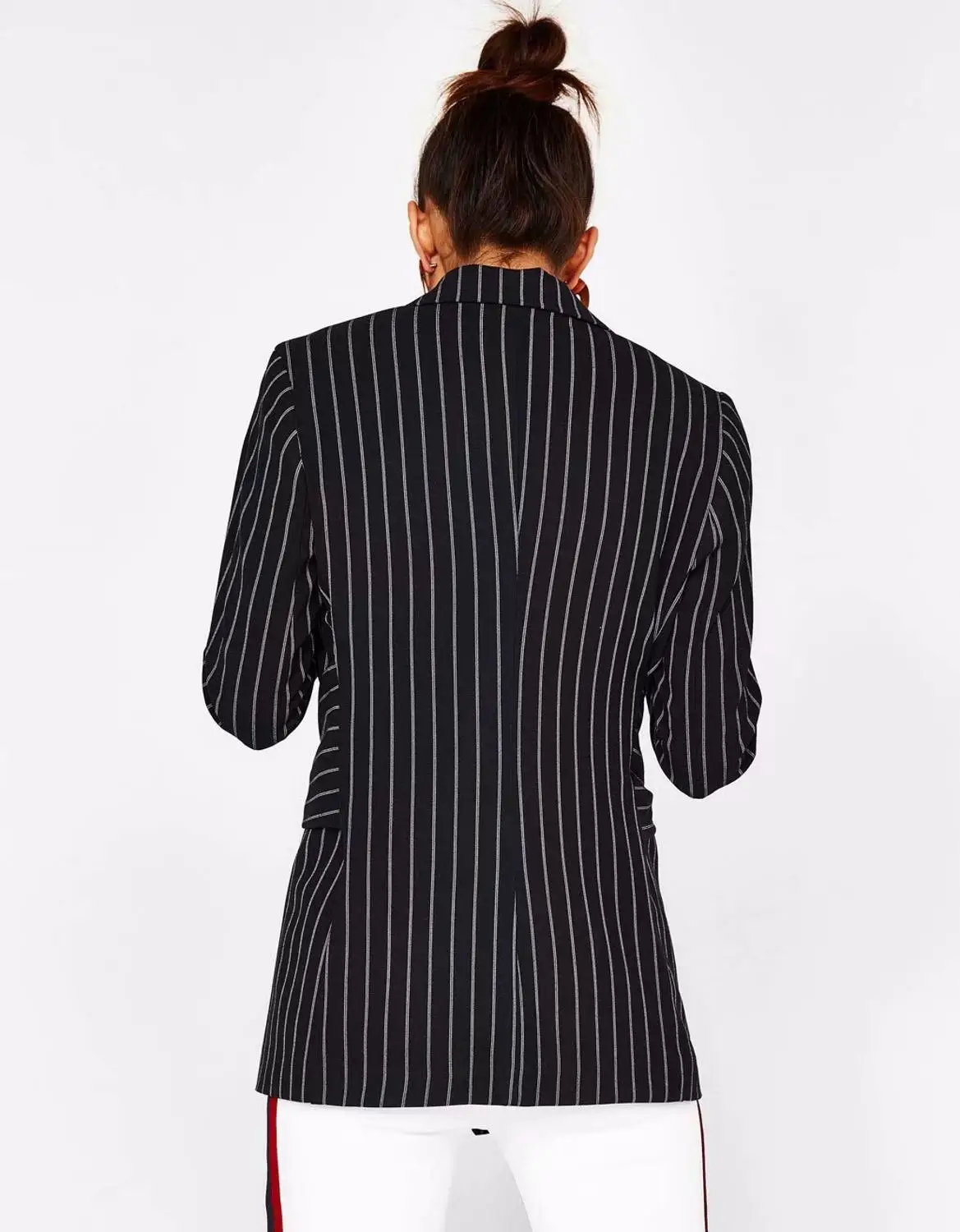 JRHYME Белый Полосатый Черный Повседневный Женский блейзер с вырезом куртки