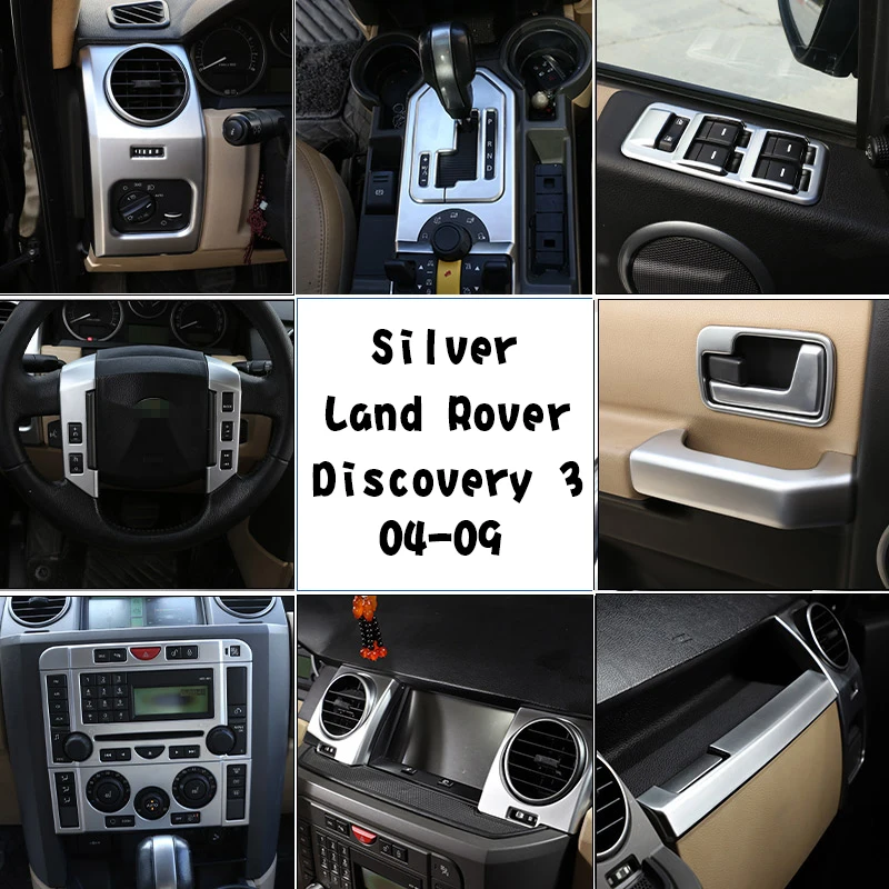 

Car Interior Refit Full Set of Accessories For Land Rover Discovery 3 LR3 2004-2009 Silver Center Console Frame Decorative Panel