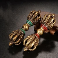 vintage oriental old china brass handwork tibet buddhist dharma instruments vajra drop the magic pestle home decor pendant