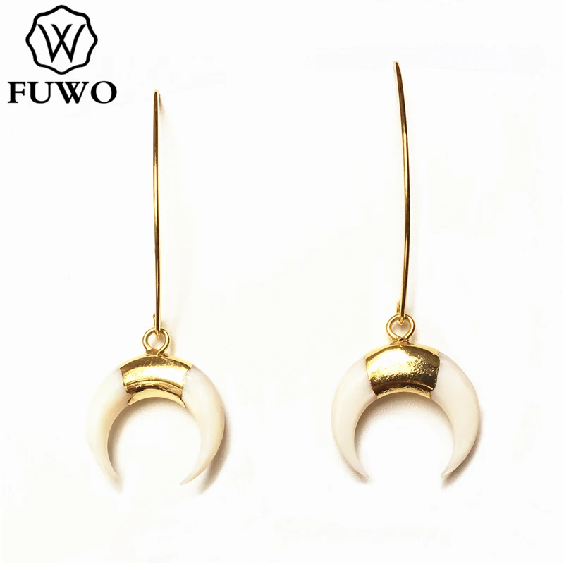FUWO естественный белый в форме раковин моллюсков серповидные серьги с золотой