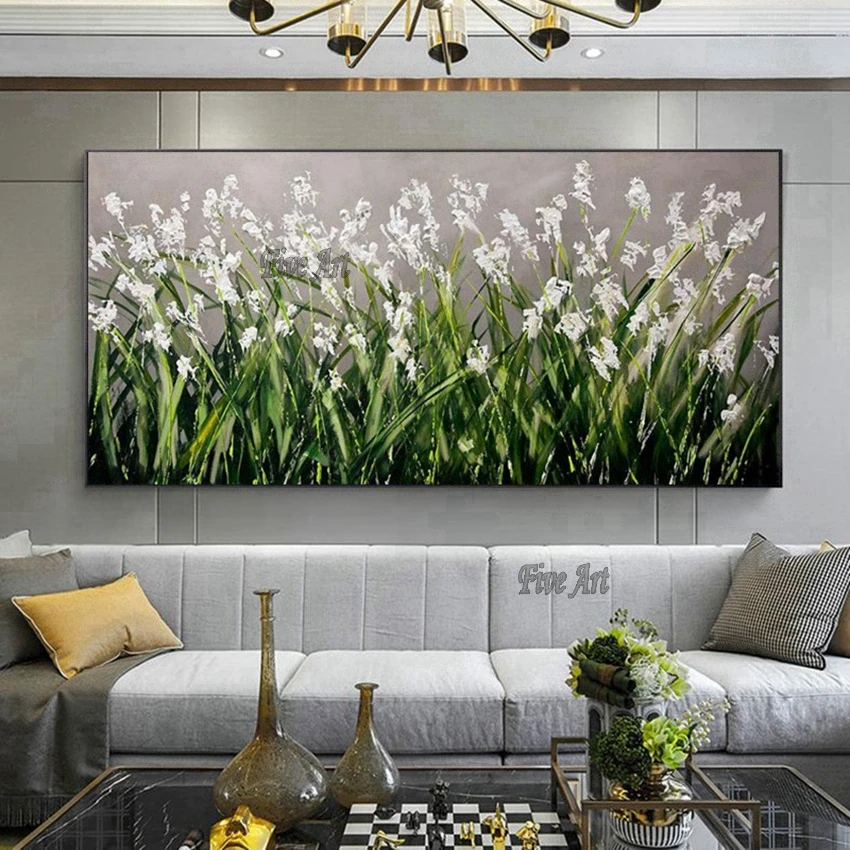 

Outdoor Landscape Grass Flowers Canvas Picture Oil Painting 100% Hand Painted Free Shipping Wall Hangings Art On Canvas