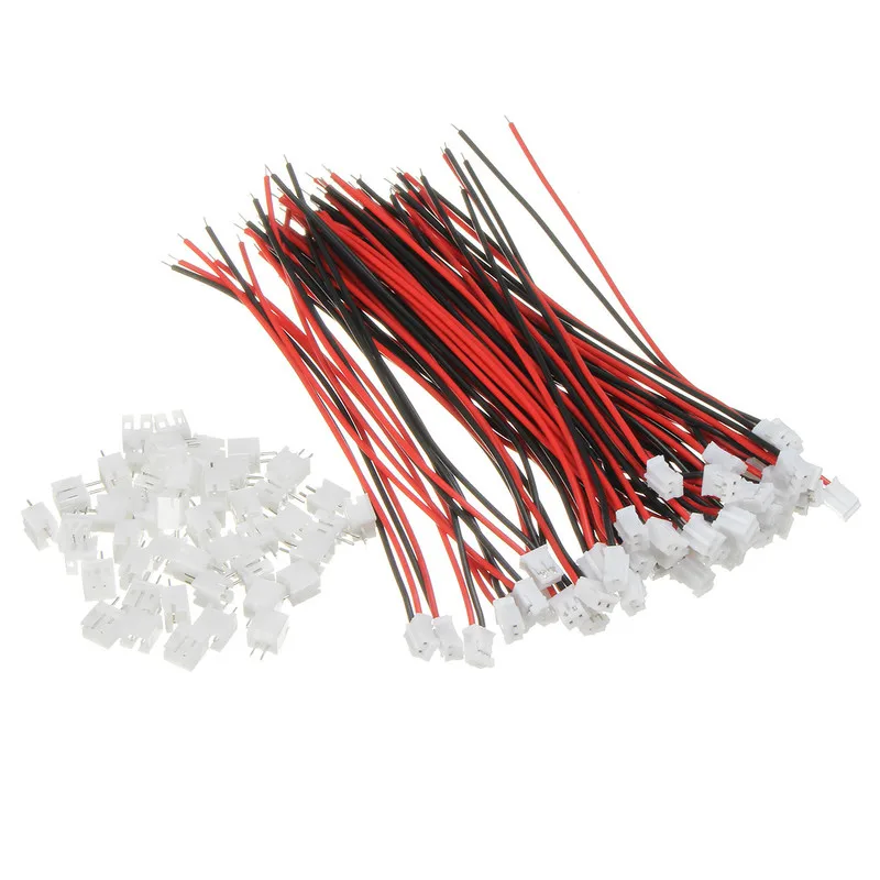 50pcs/lot 26AWG 2.0 PH 2-Pins 120mm Mini Micro JST Connector Wires With Plug Electrical Cable High Quality | Обустройство дома