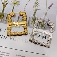 hip hop popular customize name letter earrings rectangular circle heart large earring jewelry stainless steel name earrings