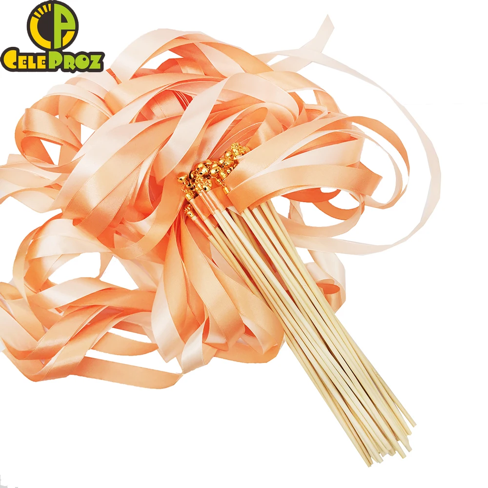 50 шт. коралловые искусственные палочки с колокольчиками персиковая лента цвета