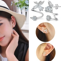 female luxury 925 sterling silver whirl butterfly earrings charm zircon ear stud clip for women girl jewelry gift