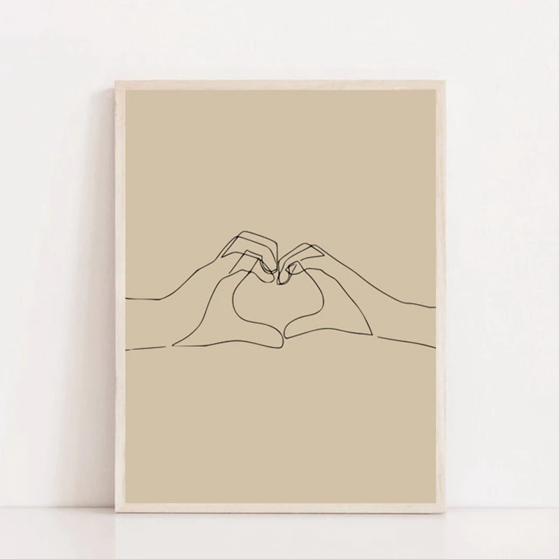 Постер ручной работы с принтом сердца оригинальный минималистичный постер для