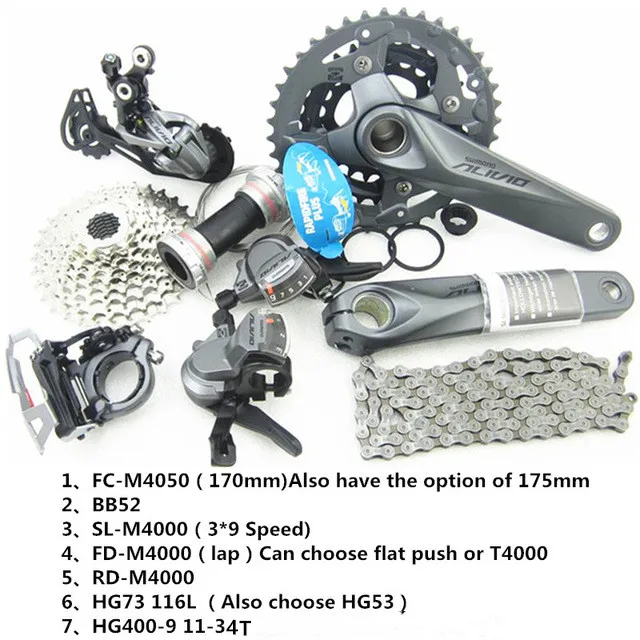 Only-170mm-Kit SHIMANO ALIVI0 M4000/M4050 9-27-скорость горный велосипед Велосипеды переключения комплект добавлена BR-M4050+ RT56/MT200+ G3 абсолютно origi - Цвет: Only-170mm-Kit