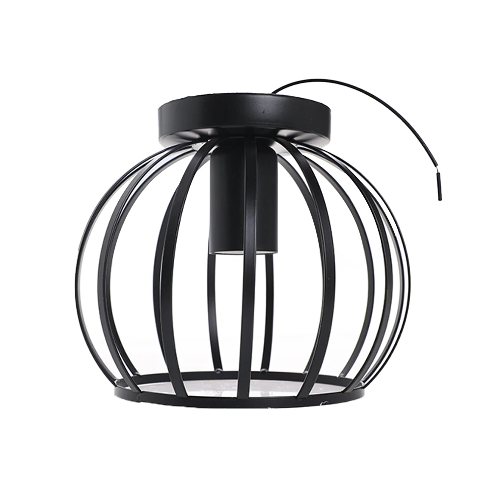 

Wrought Iron Watermelon Led Ceiling Lights Vintage Industrial Lamp Shade Retro Loft For Living Room Kitchen Cage Home Decor