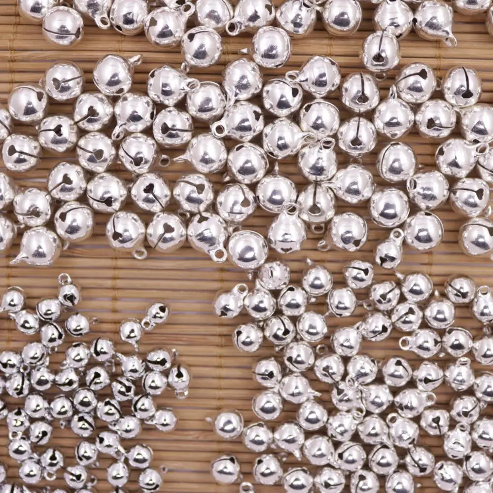 100 шт серебристые металлические колокольчики Рождественские Елочные венки 6 мм 8