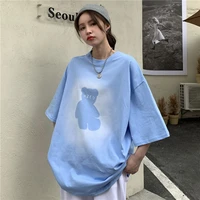 2021 summer new all match short sleeved t shirt womens letter printed cartoon image loose large size
