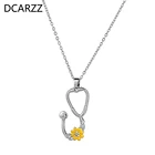 DCARZZ стетоскоп подсолнечник, подвеска, ожерелье из нержавеющей стали Стразы ожерелье медицинского ювелирных изделий для врачамедсестра для женщин подарок
