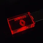 64 Гб 128 ГБ настраиваемый кристалл USB флэш-накопитель 4G 8G 16GB 32GB светодиодный для автомобиля Renault логотип USB 2,0 карта памяти Флешка U диск подарки