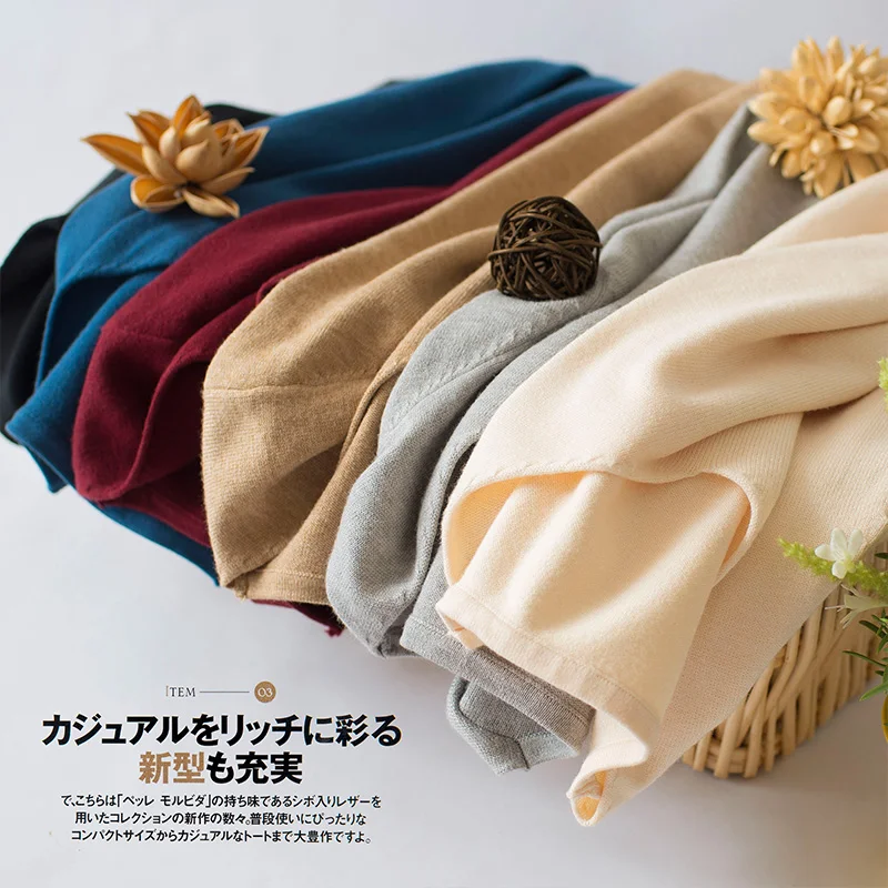 

Women's fashion autumn and winter long sweater bottoming top large size knitted wool chic top V-neck large size sweater