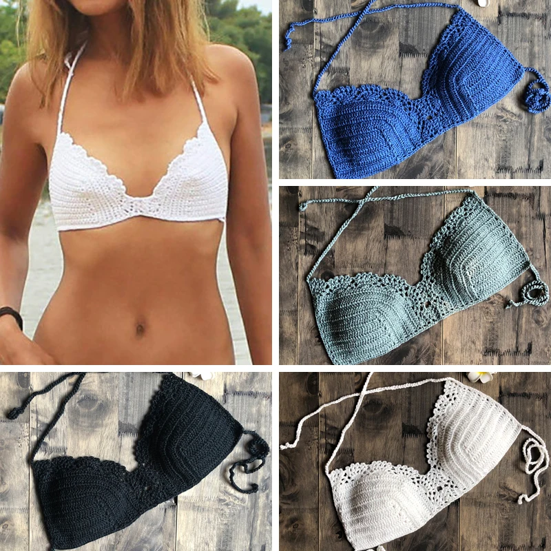 Купальник LOOZYKIT Solid Bikinis 2019 Mujer с крючком на пляжные топы, вязаный сексуальный женский плавательный бюстгальтер без подкладки женского купальника.