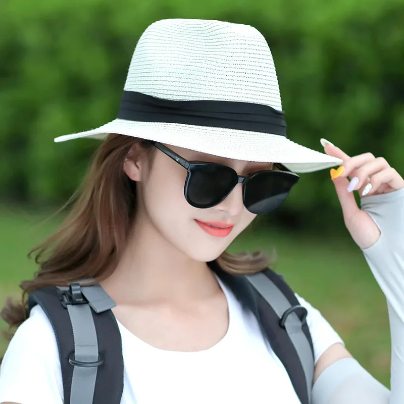 Популярная модная летняя повседневная Пляжная Шляпа Унисекс с большими полями