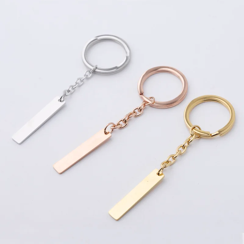 

Mirror Polished Stainless Steel Blank Strip Keychains With Extender For DIY Cusotm Name Logo Souvenir Gifts Womens Mens Car Key