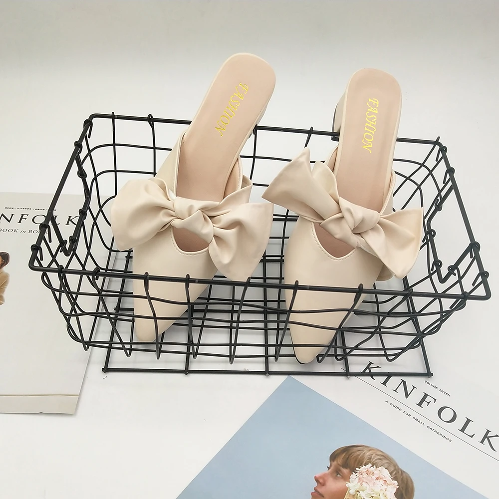 

comfortable Low Heel Slippers Fashion Bowtie Sandals